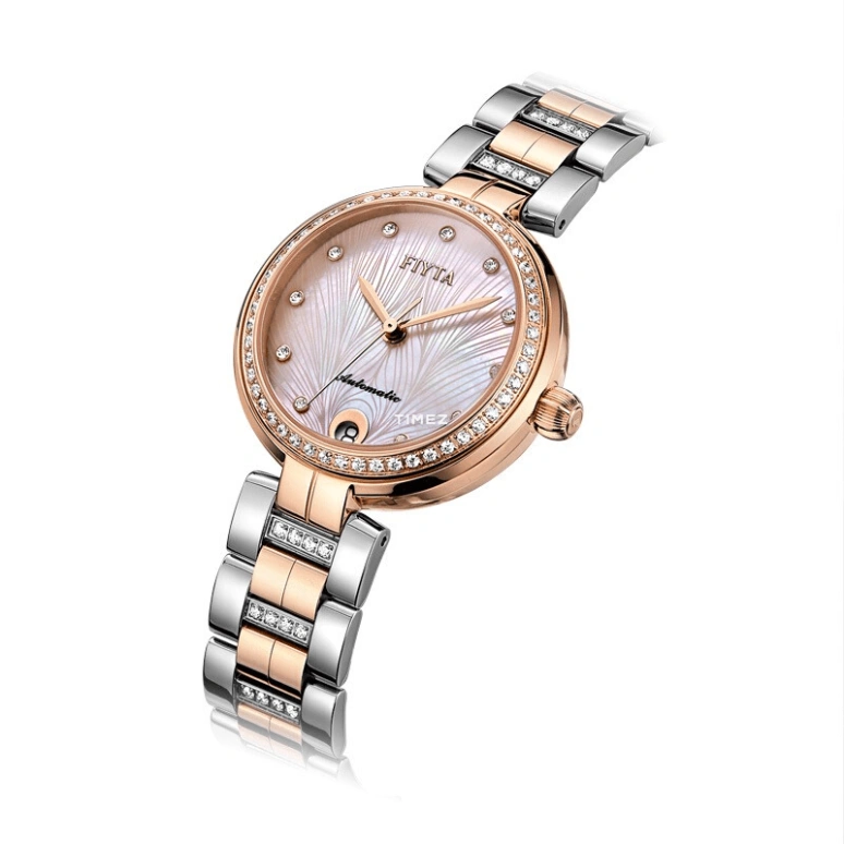 FIYTA,Heartouching 32mm,32mm,Rose Gold,White,Automatic,Day,Sapphire,Glass,DLA869002