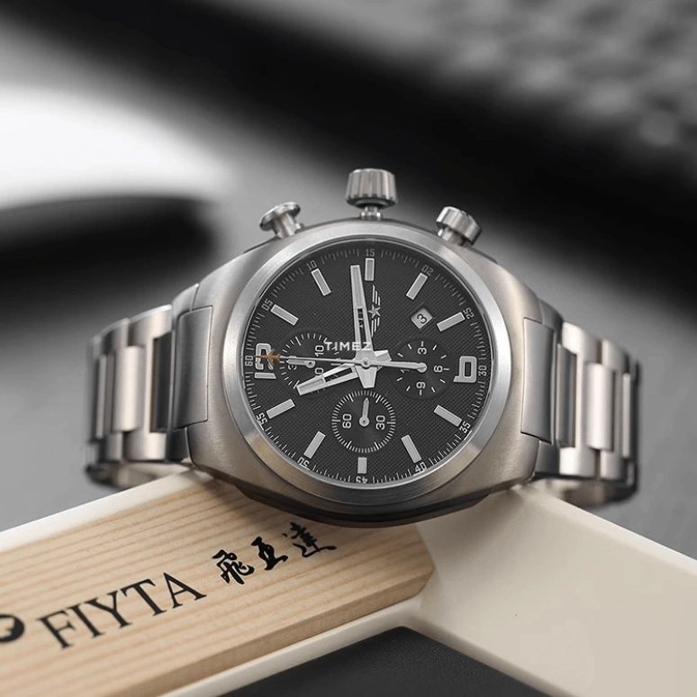 FIYTA,Mach 45mm,45mm,Stainless Steel,Titanium,Black,Automatic,Chronograph,Day,GA8542,GA8542.WBW
