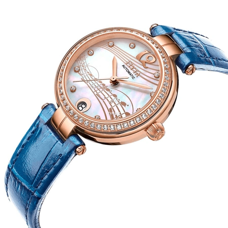 FIYTA,Heartouching 32mm,32mm,Stainless Steel,Rose Gold,White,Automatic,Day,Sapphire,LA869002,LA869002.PWLD