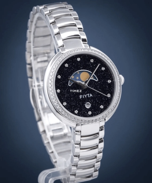 FIYTA,Allure 31mm,31mm,Stainless Steel,Black,Quartz,Moonphase,Day,L865003,L865003.WLWD