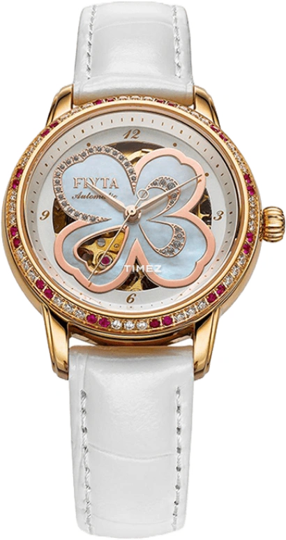 FIYTA,Clover 34.60mm,34.60mm,Stainless Steel,White,Automatic,Sapphire,Glass,Round,DLA8262,DLA8262.PWWS