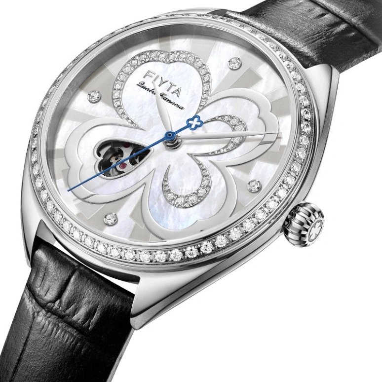 FIYTA,Clover 33mm,33mm,Stainless Steel,Silver White,Automatic,Sapphire,Crystal Glass,Round,LA862030,LA862030.WWBD