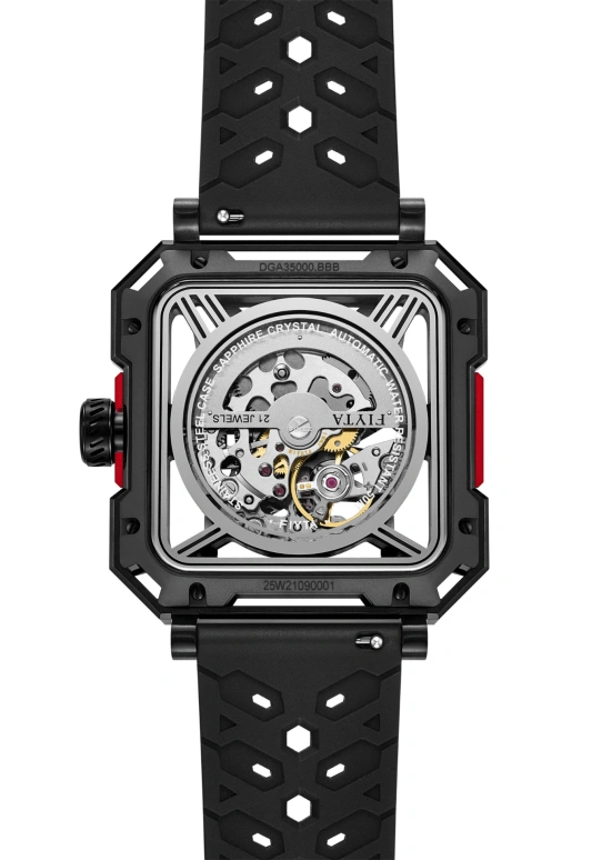 FIYTA,Three-Body 42mm,42mm,Stainless Steel,Black,Automatic,Sapphire,Square,DGA35000,DGA35000.BBB