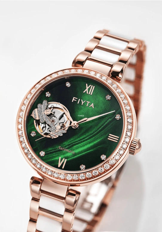 FIYTA,Allure 34.50mm,34.50mm,Stainless Steel,Green,Automatic,Sapphire,Crystal Glass,Round,LA865009,LA865009.PNSD