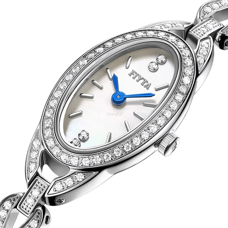 FIYTA,Exquisite 14mm,14mm,Stainless Steel,White,Quartz,Sapphire,Glass,Oval,L595,L595.WWWH