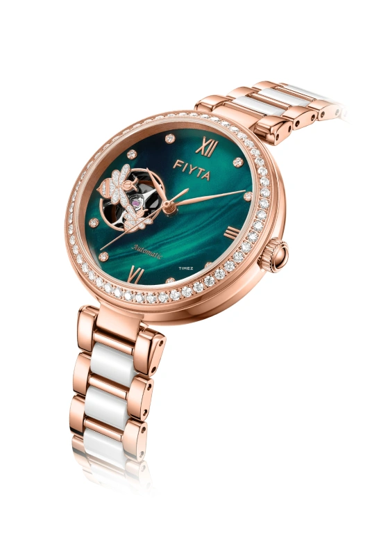 FIYTA,Allure 34.50mm,34.50mm,Stainless Steel,Green,Automatic,Sapphire,Crystal Glass,Round,LA865009,LA865009.PNSD