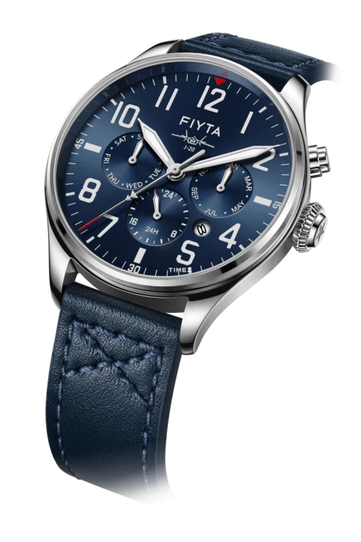 FIYTA,Mach 42mm,42mm,Stainless Steel,Blue,Automatic,Month,Date,Day,GA881007,GA881007.WLL