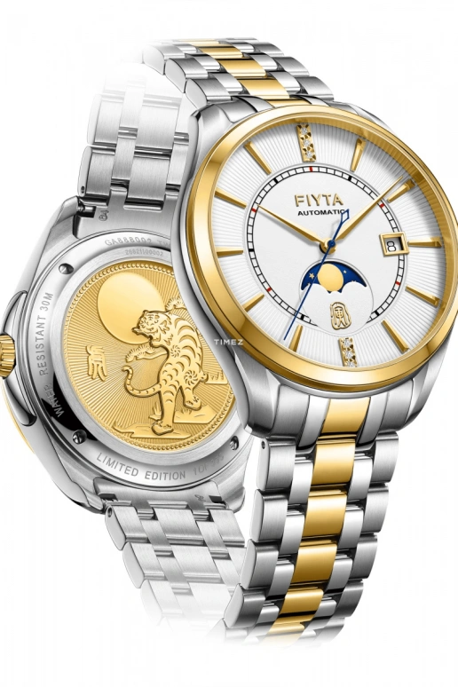 FIYTA,Pray 42mm,42mm,Stainless Steel,White,Automatic,Moonphase,Day,GA888002,GA888002.TWT