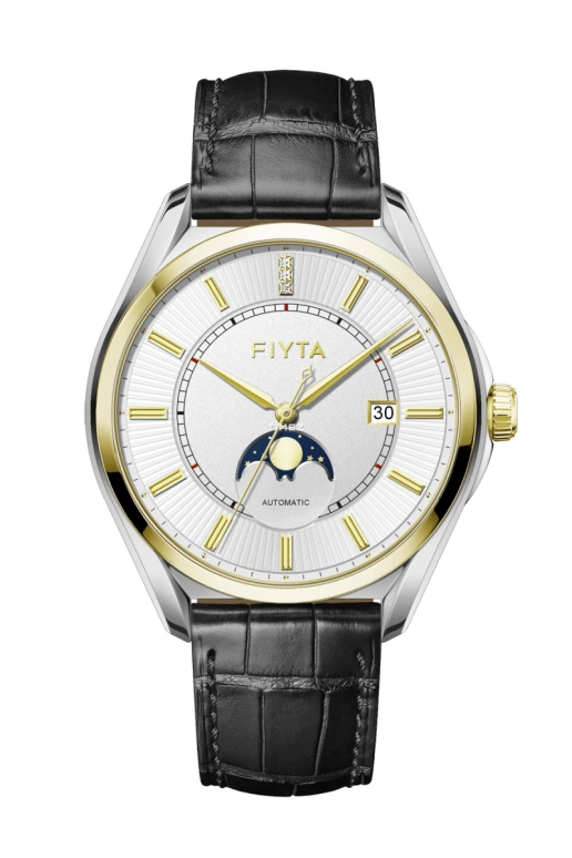 FIYTA,Pray 42mm,42mm,Stainless Steel,Silver,Grey,Automatic,Moonphase,Day,GA888000,GA888000.TWT
