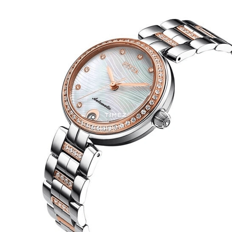 FIYTA,Heartouching 32mm,32mm,Stainless Steel,Rose Gold,White,Automatic,Day,Sapphire,LA8618,LA8618.MWMH 