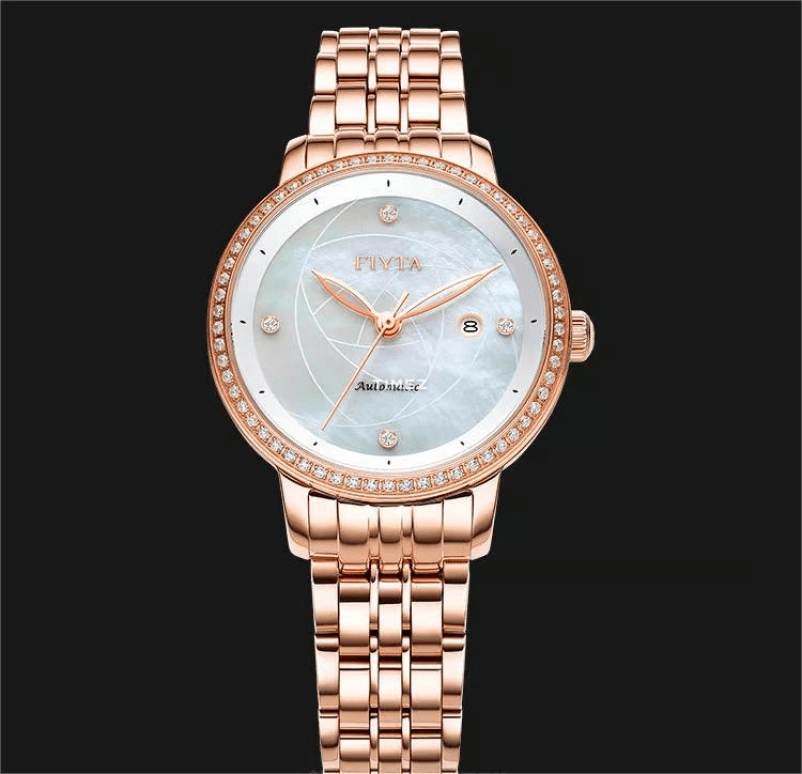 FIYTA,Floriography 31mm,31mm,Stainless Steel,White,Automatic,Day,Sapphire,Crystal Glass,WLA805002,WLA805002.PWPD