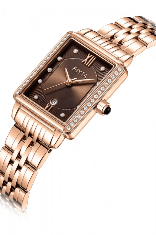 FIYTA,Allure 22.70mm,22.70mm,Stainless Steel,Chocolate,Brown,Quartz,Day,Sapphire,L865012,L865012.PKPD