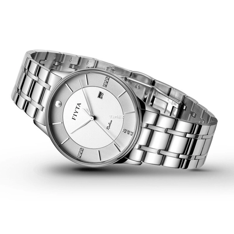 FIYTA,Joyart 38mm,38mm,Stainless Steel,Silver White,Quartz,Day,Sapphire,Crystal Glass,G800012,G800012.WWW