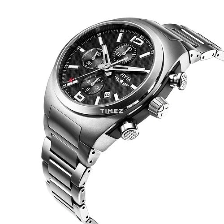FIYTA,Mach 45mm,45mm,Stainless Steel,Titanium,Black,Automatic,Chronograph,Day,GA8542,GA8542.WBW