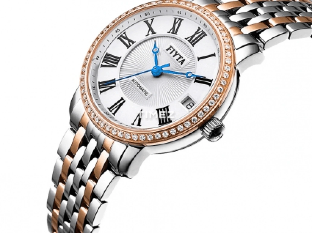 FIYTA,Classic 32mm,32mm,Stainless Steel,Rose Gold,White,Automatic,Day,Sapphire,LA8398,LA8398.MWMD
