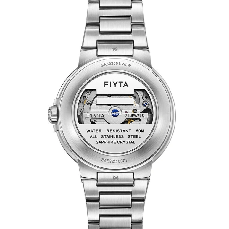 FIYTA,Kanon 41mm,41mm,Stainless Steel,Silver White,Automatic,Day,Sapphire,GA803001,GA803001.WWW