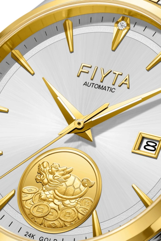 FIYTA,Tempting 40mm,40mm,Stainless Steel,Silver White,Automatic,Day,Sapphire,GA520007,GA520007.TWT