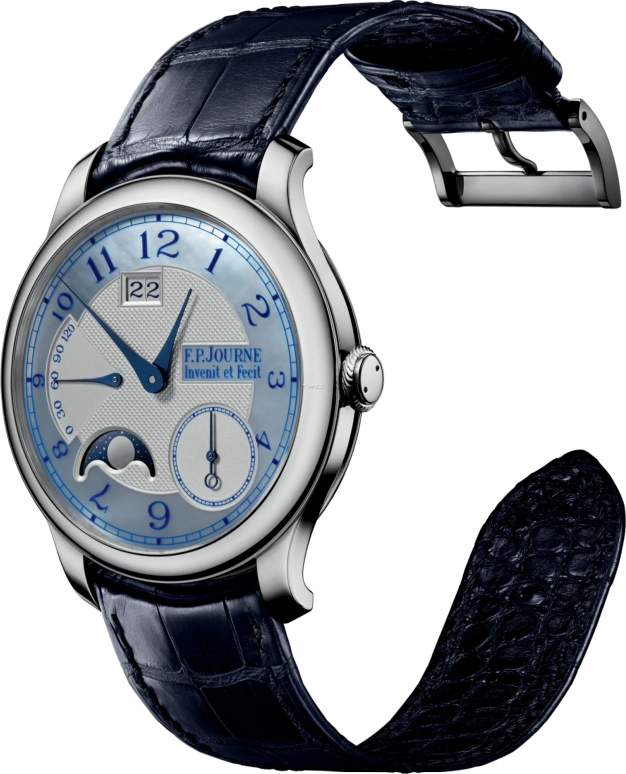 FP Journe,BOUTIQUE ,Platinum,Blue,Silver,Automatic,Moonphase,Power Reserve Indicator,Big Date,1300,1300.3 Coll Pieces Nacre Bleu 3 G 0