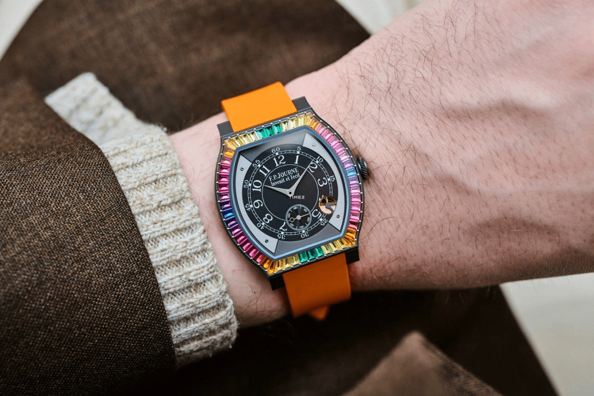 FP Journe,ELEGANTE 48x40mm,48x40mm,Titanium,Black,Quartz,Sapphire,Tonneau,1210 Ginos Dream tit orange