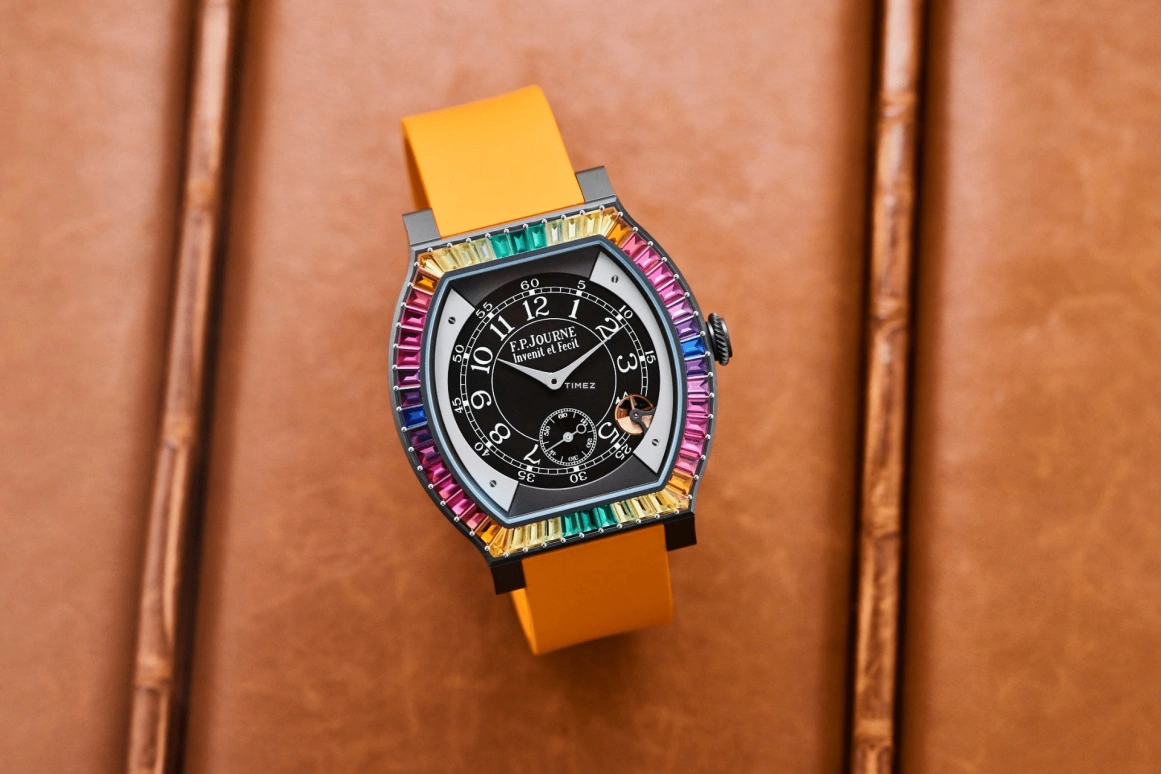 FP Journe,ELEGANTE 48x40mm,48x40mm,Titanium,Black,Quartz,Sapphire,Tonneau,1210 Ginos Dream tit orange