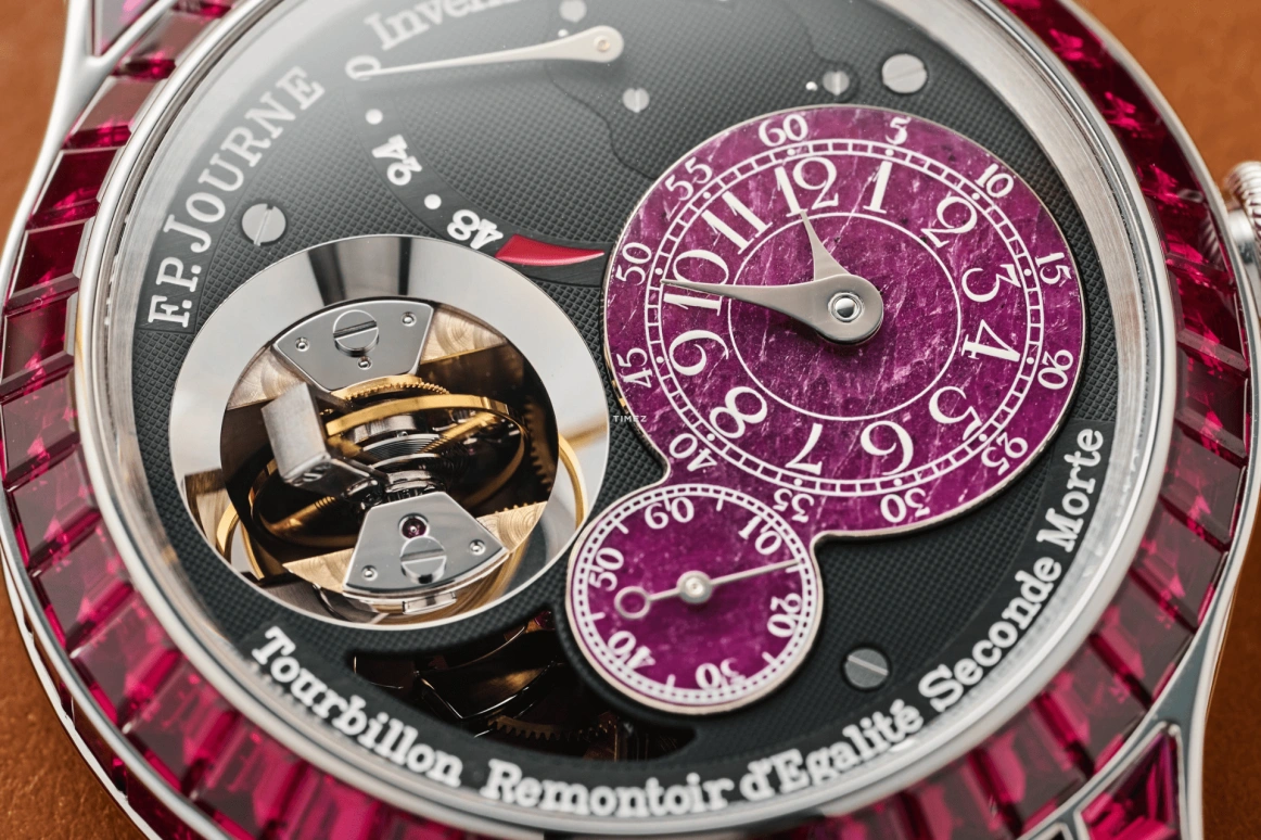 FP Journe,Souveraine 44mm,44mm,Platinum,Black,Red,Handwound,Power Reserve Indicator,Tourbillon,Tourbillon Souverain Joaillerie Rubis