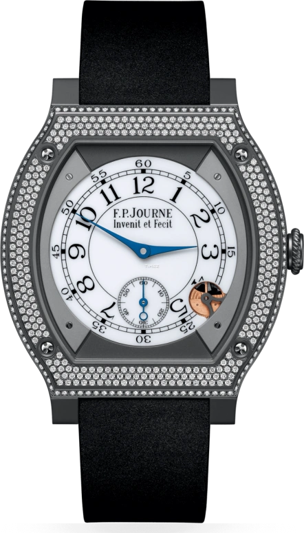 FP Journe,ELEGANTE 48x40mm,48x40mm,Titanium Gold,White,Quartz,Sapphire,Crystal Glass,Tonneau,1210 ELH Titalyt CTC Sertie Blanc FB Collection 0