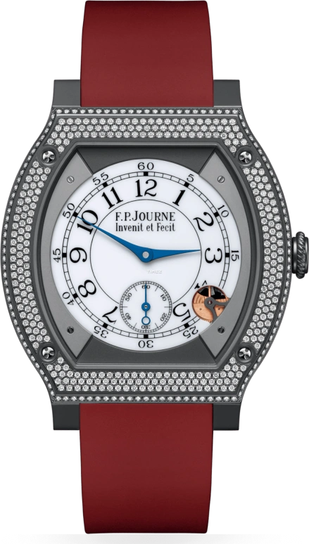 FP Journe,ELEGANTE 48x40mm,48x40mm,Titanium Gold,White,Quartz,Sapphire,Crystal Glass,Tonneau,1210 ELH Titalyt CTC Sertie Blanc FB Collection 0