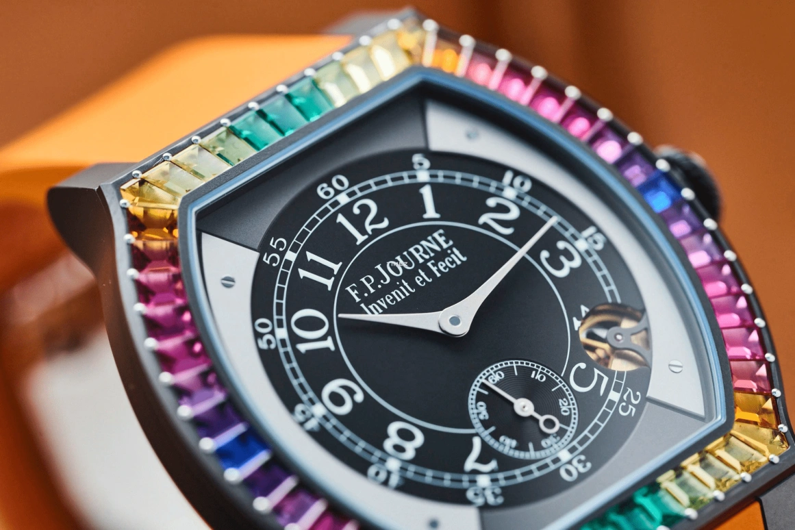FP Journe,ELEGANTE 48x40mm,48x40mm,Titanium,Black,Quartz,Sapphire,Tonneau,1210 Ginos Dream tit orange