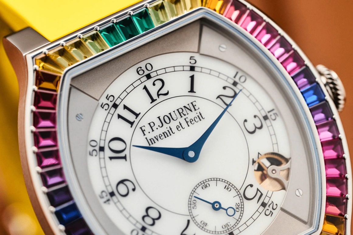 FP Journe,ELEGANTE 48x40mm,48x40mm,Titanium,White,Grey,Quartz,Sapphire,Tonneau,1210 Ginos Dream Yellow