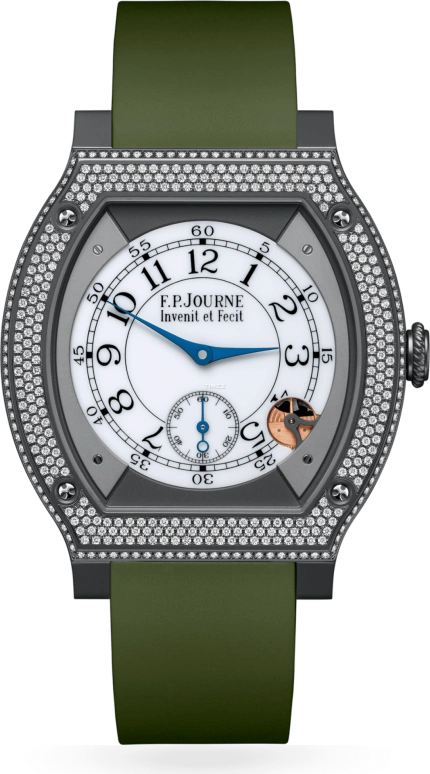 FP Journe,ELEGANTE 48x40mm,48x40mm,Titanium Gold,White,Quartz,Sapphire,Crystal Glass,Tonneau,1210 ELH Titalyt CTC Sertie Blanc FB Collection 0
