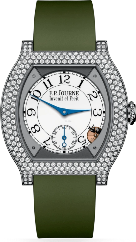 FP Journe,ELEGANTE 40x35mm,40x35mm,Titanium,White,Quartz,Sapphire,Crystal Glass,Tonneau,1210 EL TIT CTC Blanc 12 Rangs FB