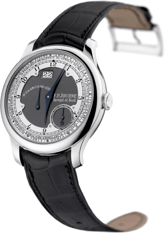 FP Journe,LIMITED 40mm,40mm,Platinum,Grey,White,Automatic,Month,Power Reserve Indicator,Zodiac Indications,Big Date,Sapphire,Crystal Glass,Round,1300 Retro Ruthenium Zodiaque G OK