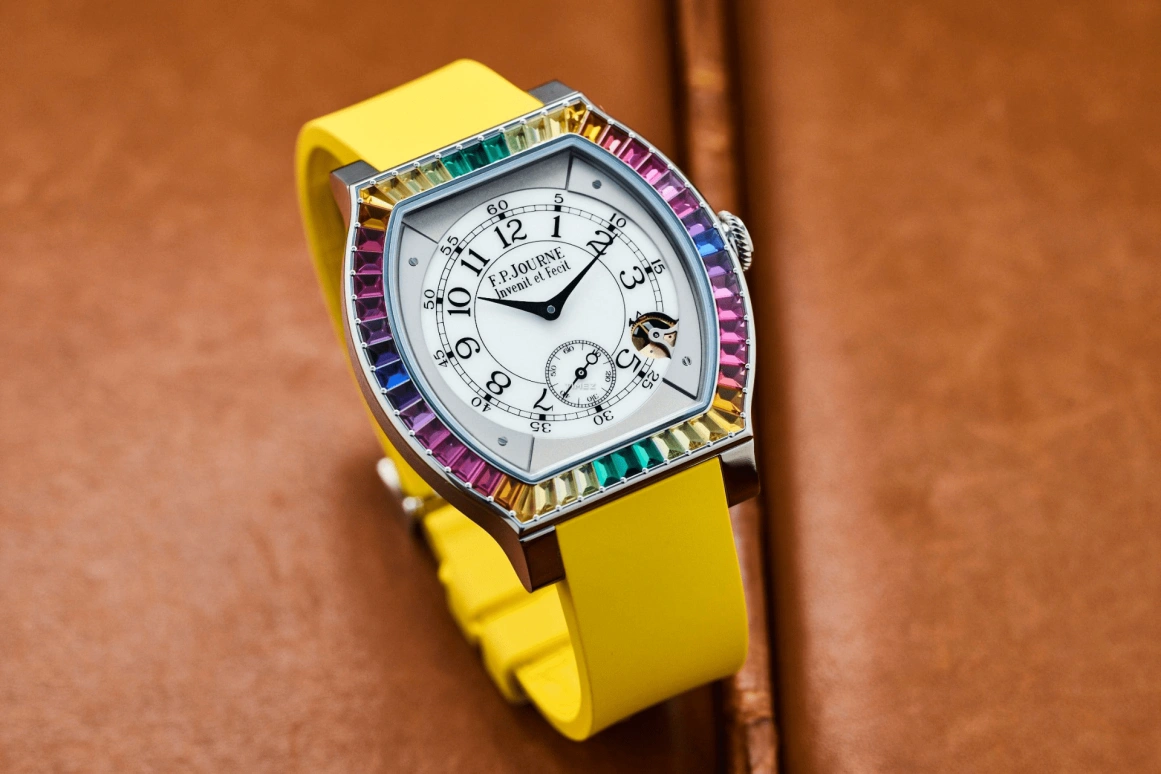 FP Journe,ELEGANTE 48x40mm,48x40mm,Titanium,White,Grey,Quartz,Sapphire,Tonneau,1210 Ginos Dream Yellow