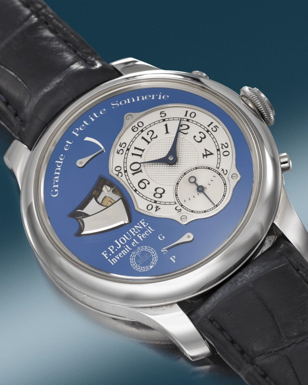 FP Journe,Other 42mm,42mm,Stainless Steel,Blue,Handwound,Minute Repeater,Grande Sonnerie,Petite Sonnerie,GRANDE ET PETITE SONNERIE