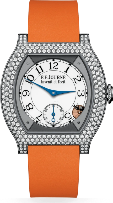 FP Journe,ELEGANTE 40x35mm,40x35mm,Titanium,White,Quartz,Sapphire,Crystal Glass,Tonneau,1210 EL TIT CTC Blanc 12 Rangs FB