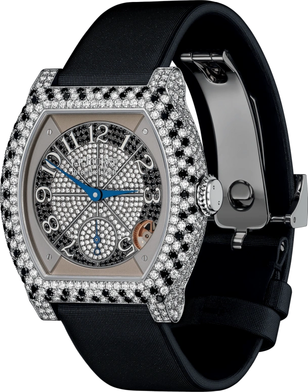 FP Journe,ELEGANTE 40x35mm,40x35mm,Platinum,Silver,Black,Quartz,Sapphire,Crystal Glass,Tonneau,1210 EL PT DiamNoir Satin FB Vrtcl HD