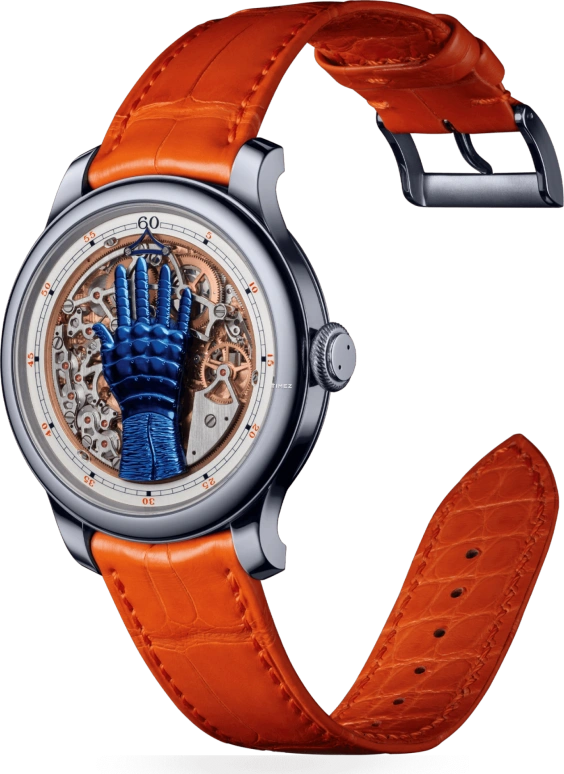 FP Journe,ONLY WATCH 42mm,42mm,Tantalum,Skeleton,Automatic,Sapphire,Crystal Glass,Round,1300,1300.3 FFC OW TT Cuir Orange Principale Face