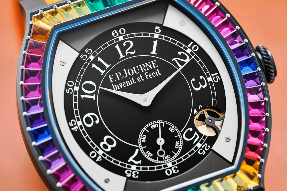 FP Journe,ELEGANTE 48x40mm,48x40mm,Titanium,Black,Quartz,Sapphire,Tonneau,1210 Ginos Dream tit orange