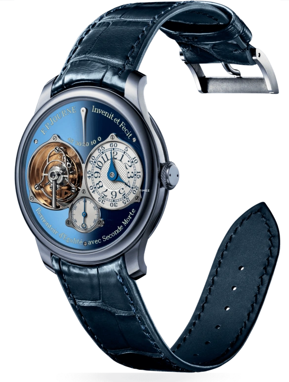 FP Journe,ONLY WATCH 40mm,40mm,Tantalum,Blue,Silver,Handwound,Power Reserve Indicator,Tourbillon,1403 TN TT Cuir OW Principale Face