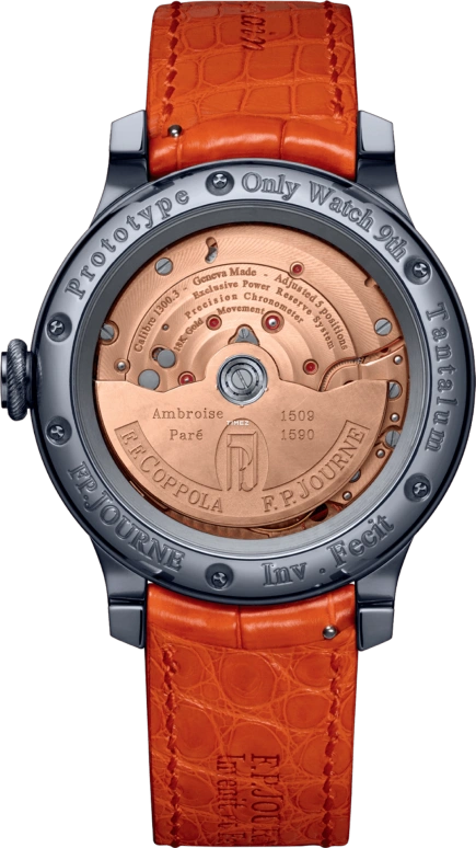 FP Journe,ONLY WATCH 42mm,42mm,Tantalum,Skeleton,Automatic,Sapphire,Crystal Glass,Round,1300,1300.3 FFC OW TT Cuir Orange Principale Face