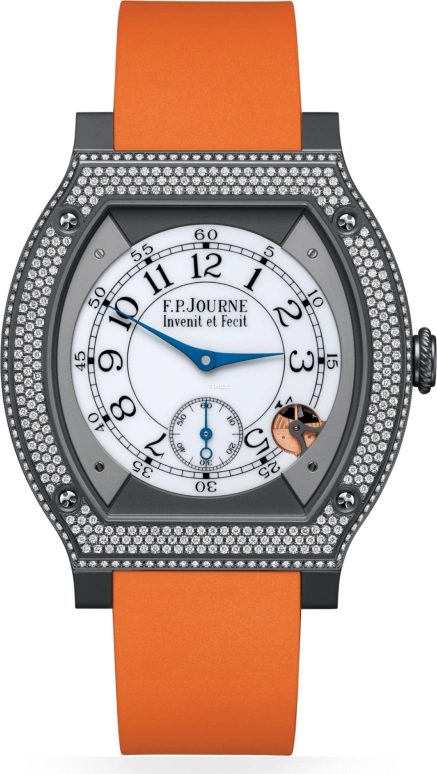 FP Journe,ELEGANTE 48x40mm,48x40mm,Titanium Gold,White,Quartz,Sapphire,Crystal Glass,Tonneau,1210 ELH Titalyt CTC Sertie Blanc FB Collection 0