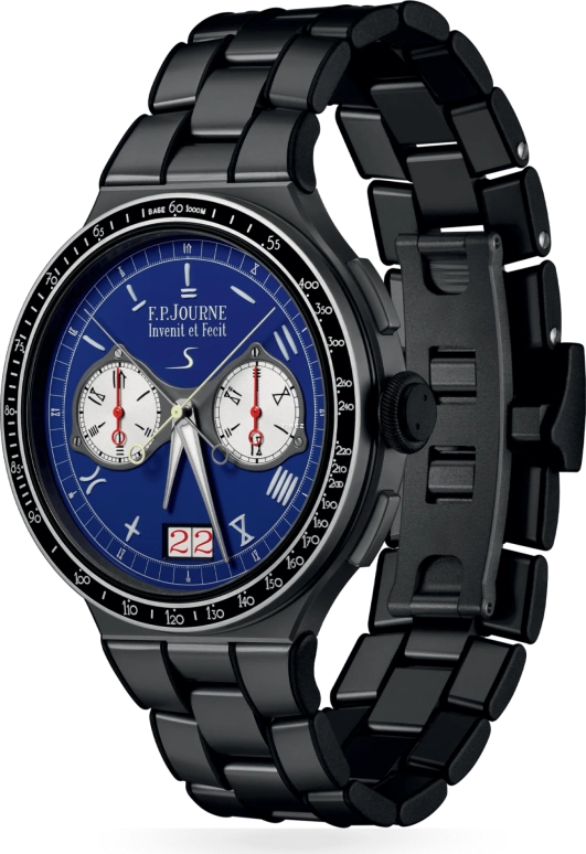 FP Journe,FONDATION PRINCE ALBERT II 44mm,44mm,Titanium,Blue,Handwound,Chronograph,Rattrapante,Big Date,1518 CMS TIT Cadran Bleu Principale Face
