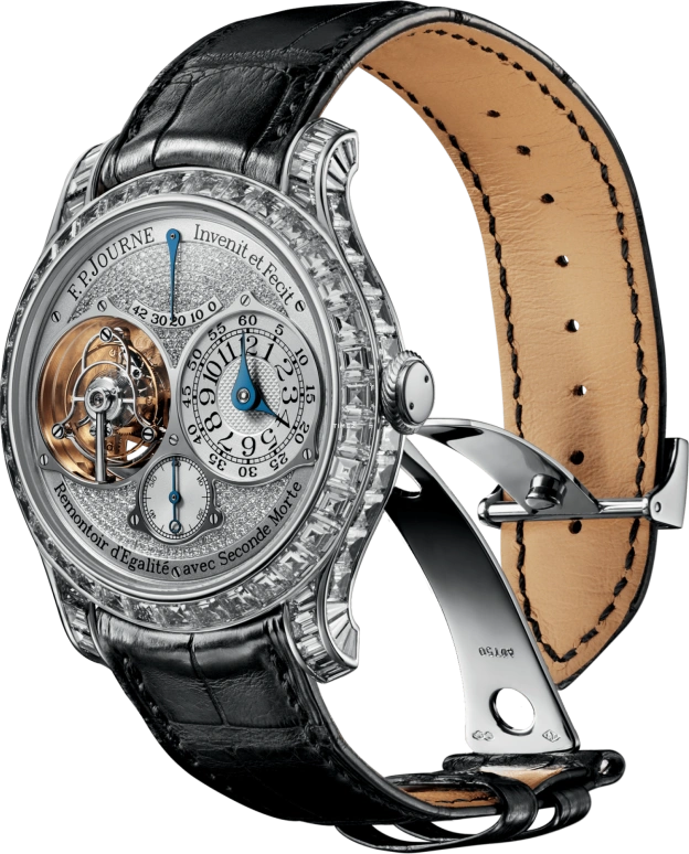 FP Journe,JEWELLERY 40mm,40mm,Platinum,Silver,Handwound,Power Reserve Indicator,Tourbillon,1403 Coll Joaillerie TS Cuir G