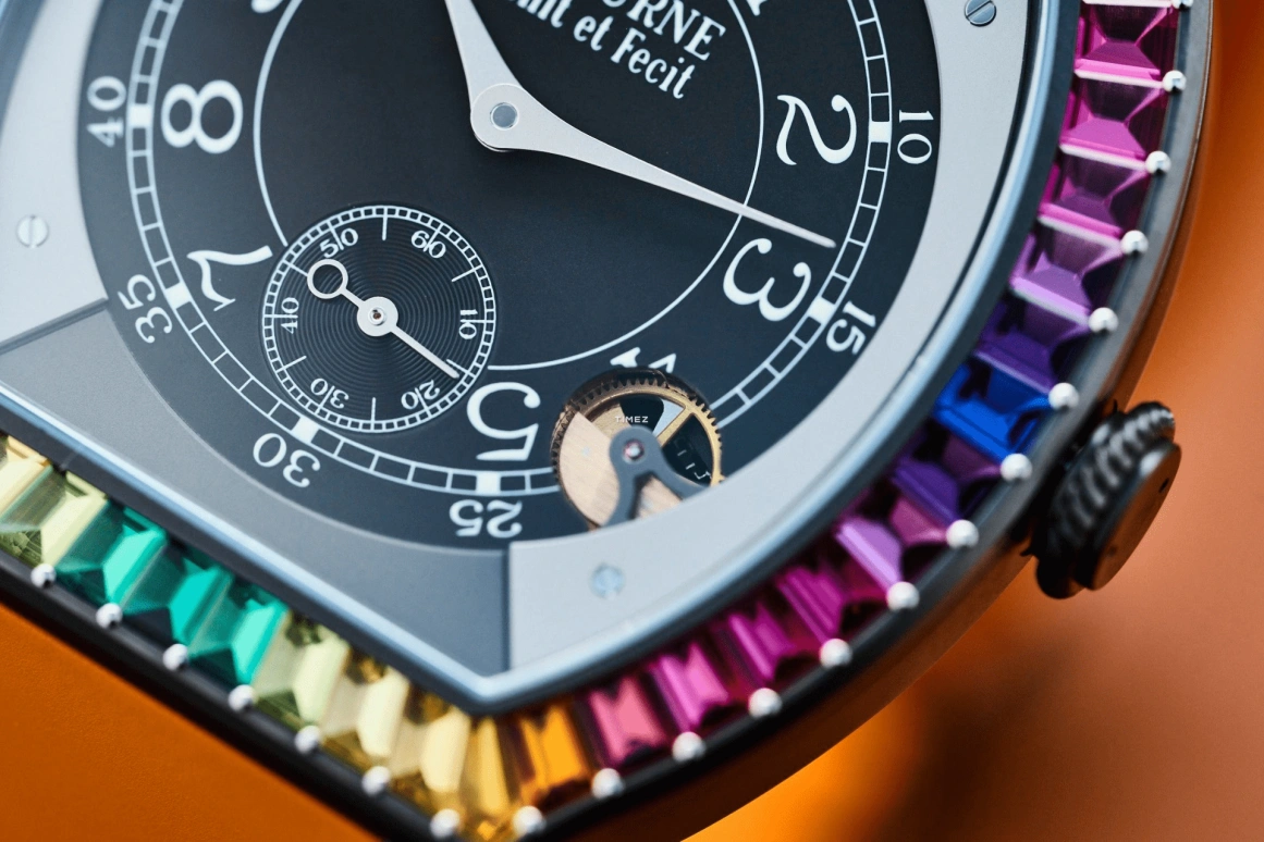 FP Journe,ELEGANTE 48x40mm,48x40mm,Titanium,Black,Quartz,Sapphire,Tonneau,1210 Ginos Dream tit orange