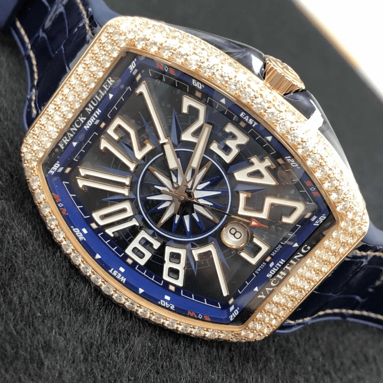 Franck Muller,New Saratoga 44mm,44mm,Rose Gold,Blue,Automatic,Day,Sapphire,Crystal Glass,V45 SC DT YACHTING 5N