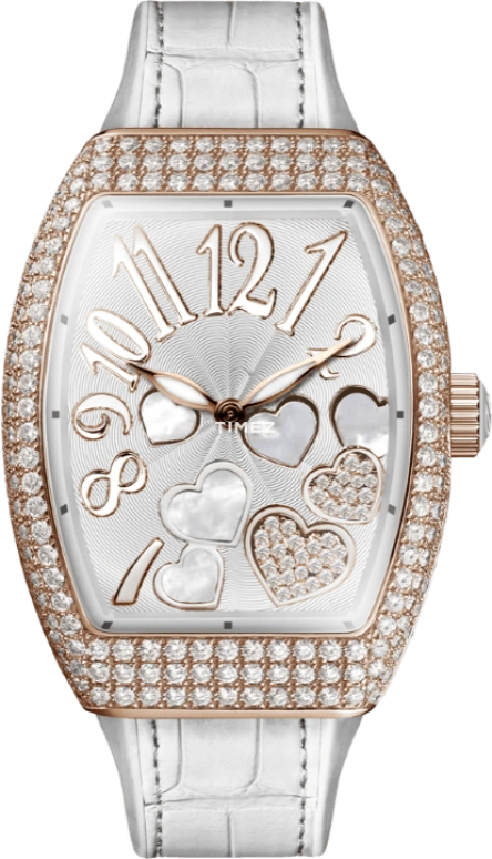 Franck Muller,VANGUARD 32x42.30mm,32x42.30mm,Rose Gold,Silver,Rose Gold,Quartz,In-house Caliber,Sapphire,Crystal Glass,V 32 QZ HEART REL D 2CO CD BC