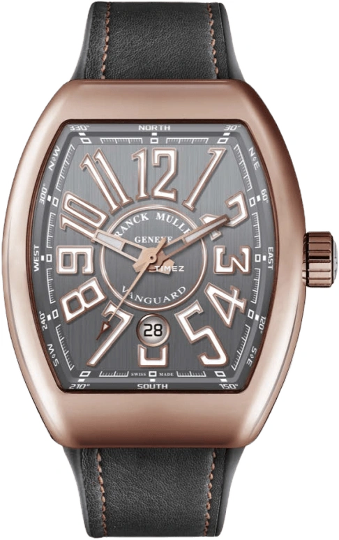Franck Muller,VANGUARD 45x53.70mm,45x53.70mm,Rose Gold,Black,Automatic,Day,42hours,V 45 SC DT TT 5N