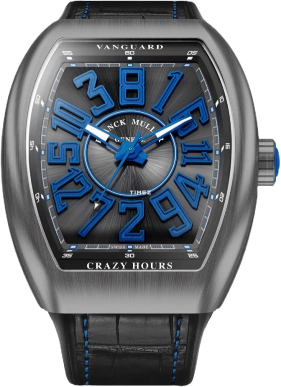 Franck Muller,Crazy Hours 45x53.70mm,45x53.70mm,Titanium,Coal Gray,Automatic,Jumping Seconds,Jumping Minutes,Jumping Hours,V 45 CH BR BL TT