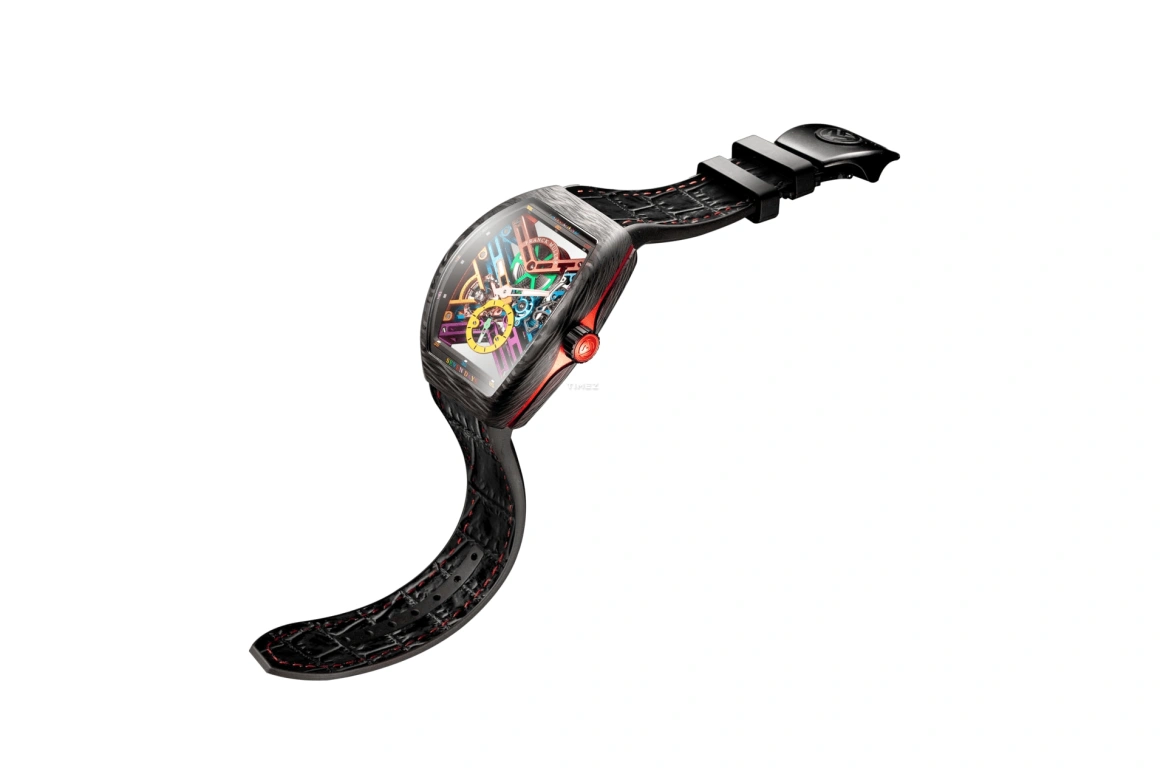 Franck Muller,VANGUARD 43mm,43mm,Carbon,Skeleton,Multi-Color,Handwound,Power Reserve Indicator,168hours,V 43 S6 SQT COL DR NR CARBON COL DR SKELETON ER