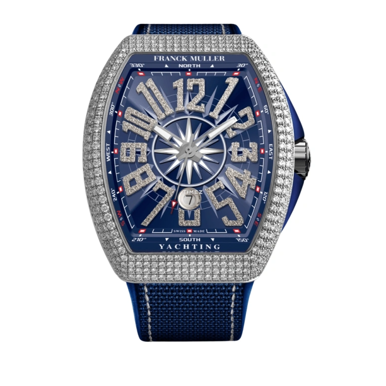 Franck Muller,Yachting 45x53.70mm,45x53.70mm,White Gold,Blue,Silver,Automatic,Day,42hours,V 45 SC DT YACHT D NBR CB BL OG